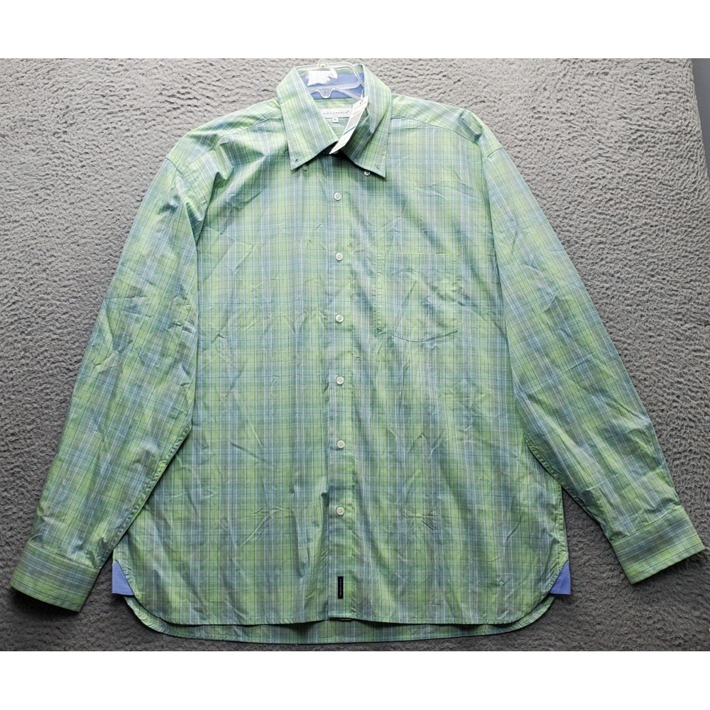 Alex Cannon Shirt Mens XL Multi Plaid Classic Fit Long Sleeve Collar Button Down